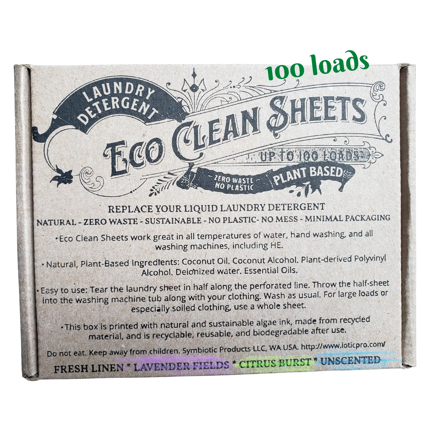 Eco Clean Laundry Sheets with a Fresh Linen Scent Symbiotic Products LLC