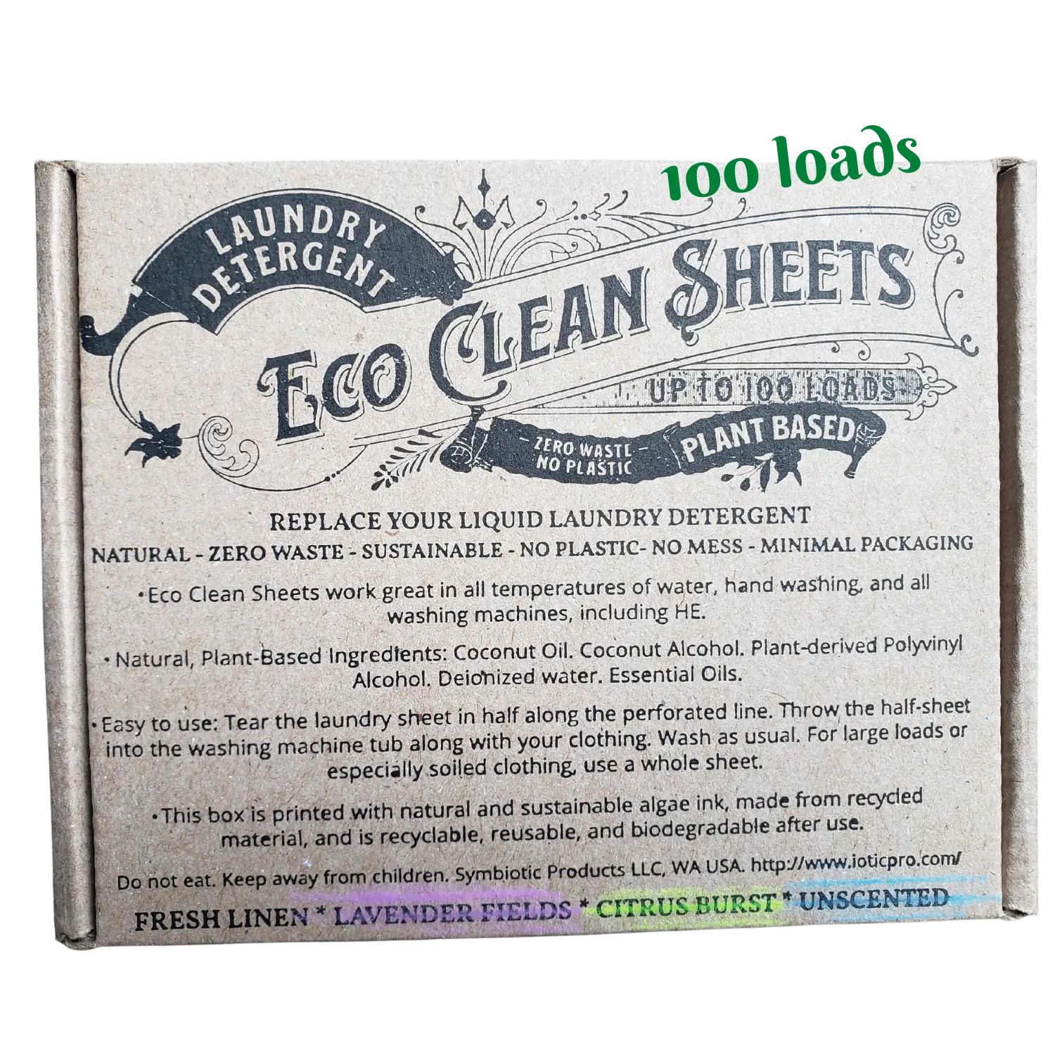 Eco Clean Laundry Sheets with a Fresh Linen Scent Symbiotic Products LLC