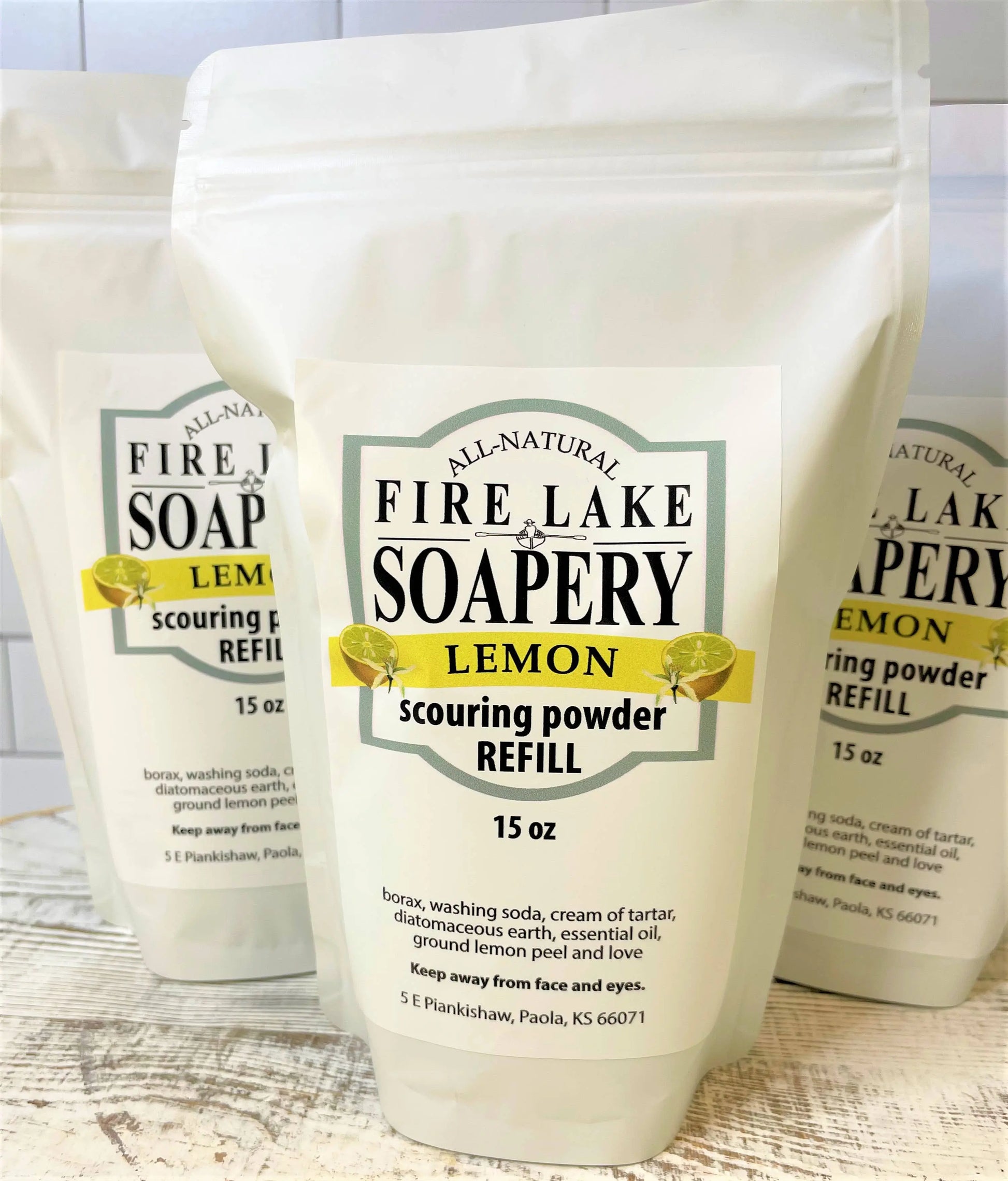 Lemon All-Natural Scouring Powder 15oz Refill Fire Lake Soapery