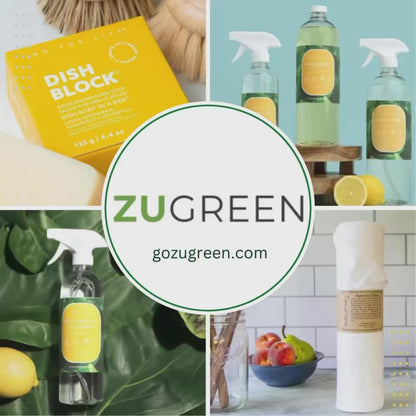 Video of ZuGreen cleaning products and paperless paper towels in the kitchen set to music